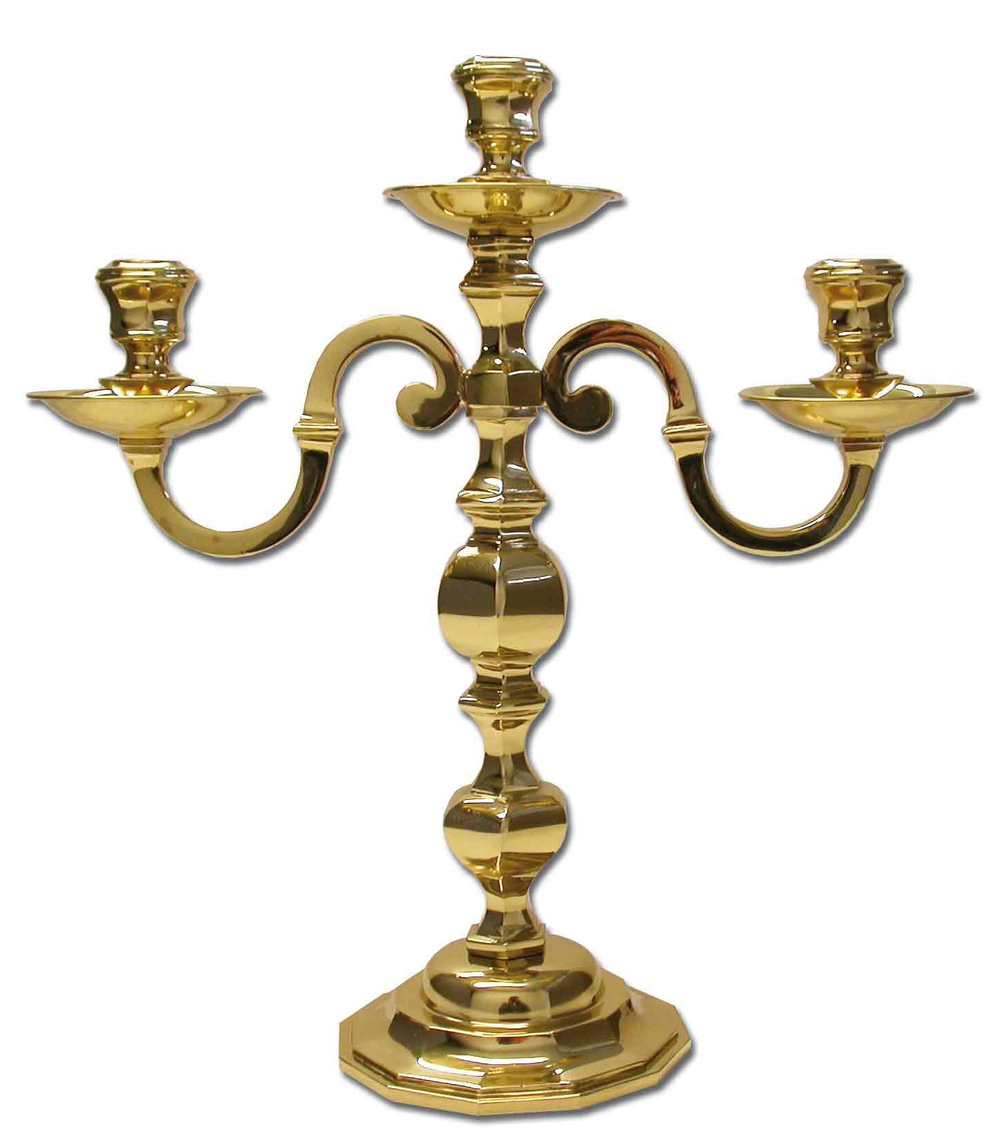Interpretación Inyección gravedad Candelabro de bronce pulido para tres velas