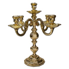Candelabro de bronce pulido para cinco velas