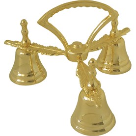 Carrillón de mano con tres campanas