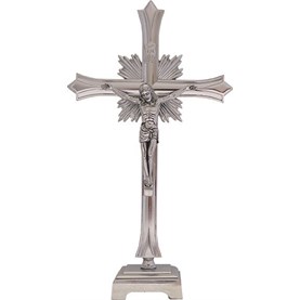 Crucifijo niquelado para mesa de altar