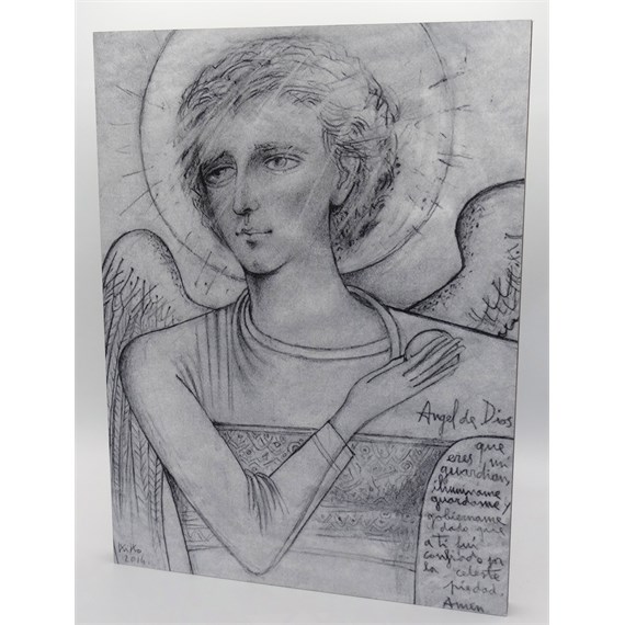 Icono Ángel de Dios en madera 30X40