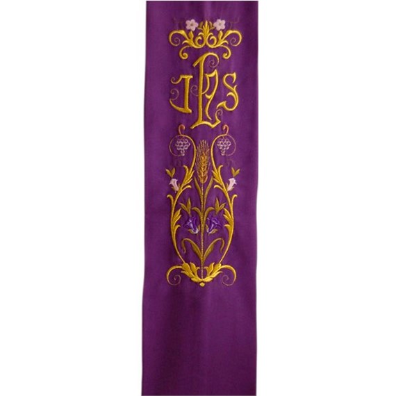 Estolón de terlenka con bordado doble especial de JHS en los colores liturgicos