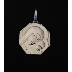 Medalla Octogonal Virgen del Camino en Plata con Relieve - 1
