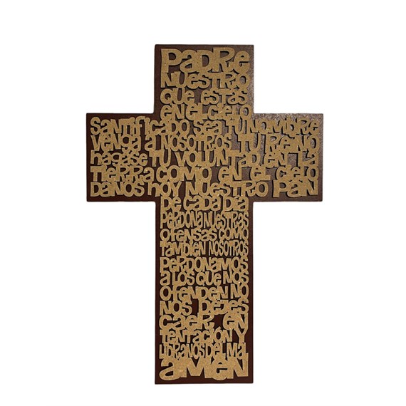 Cruz Padre Nuestro madera 12x17