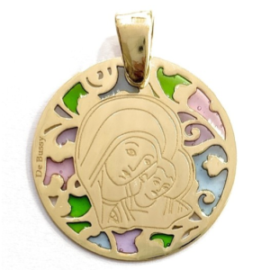 Medalla plata Virgen del Camino 25mm esmalte chapado